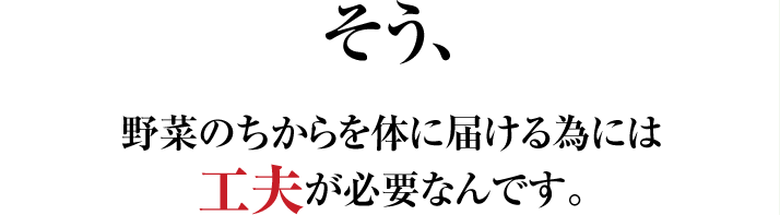 そう、野菜のちからを体に届ける為には工夫が必要なんです。