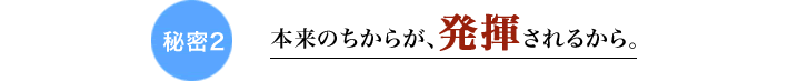 秘密2 本来のちからが、発揮されるから。