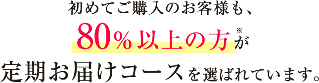 初めてご購入のお客様も、80%以上の方※が 定期お届けコースを選ばれています。
