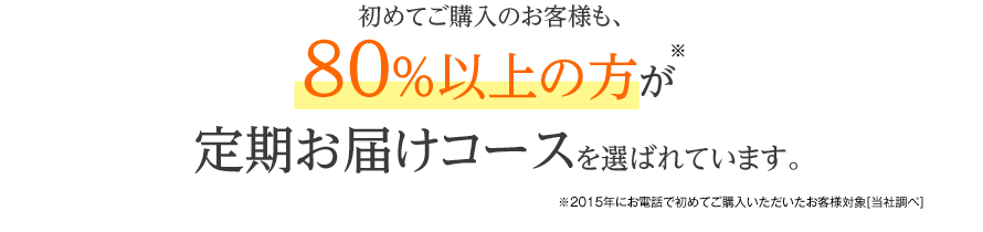 初めてご購入のお客様も、80％以上の方※が定期お届けコースを選ばれています。※2015年にお電話で初めてご購入いただいたお客様対象[当社調べ]